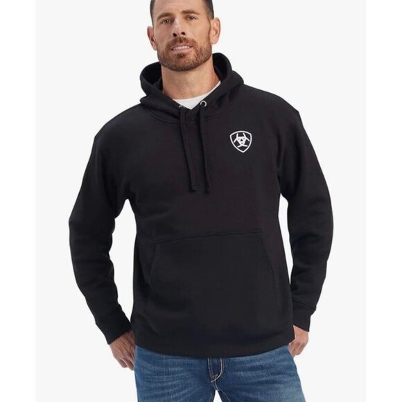 Ariat Mens Americana Block Sweatshirt Hoodie Logo XXL or 3XL Patriotic Stars - Picture 4 of 8